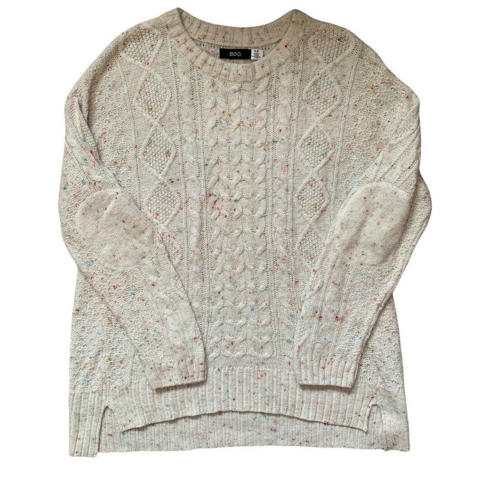BDG Women's Sweater Speckled Pullover Long Sleeve Cropped Size S Crew Neck